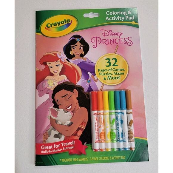 Crayola Other - Crayola Coloring & Activity Pad : Disney Princess NEW 7 Mini Washable Markers